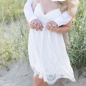White lace midi dress